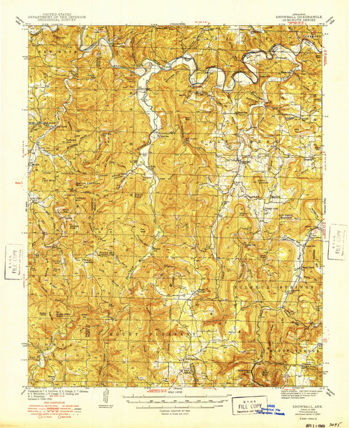 Snowball, Arkansas 1949 (1949) USGS Old Topo Map Reprint 15x15 AR Quad 260298