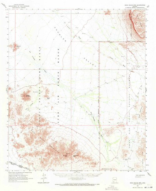 Agua Dulce Mountains, Arizona 1964 (1971) USGS Old Topo Map Reprint 15x15 AZ Quad 314296