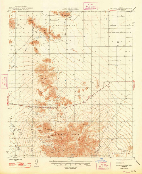 Antelope Peak, Arizona 1948 (1948) USGS Old Topo Map Reprint 15x15 AZ Quad 314317