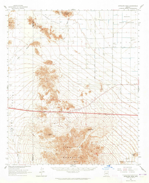 Antelope Peak, Arizona 1963 (1965) USGS Old Topo Map Reprint 15x15 AZ Quad 314323