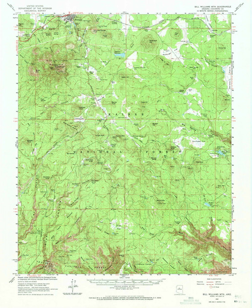 Bill Williams Mountain, Arizona 1962 (1971) USGS Old Topo Map Reprint 15x15 AZ Quad 314375