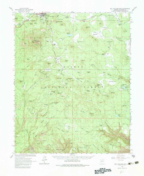 Bill Williams Mountain, Arizona 1962 (1983) USGS Old Topo Map Reprint 15x15 AZ Quad 314377