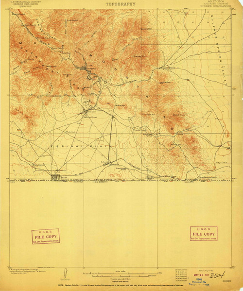Bisbee, Arizona 1910 (1910) USGS Old Topo Map Reprint 15x15 AZ Quad 314383