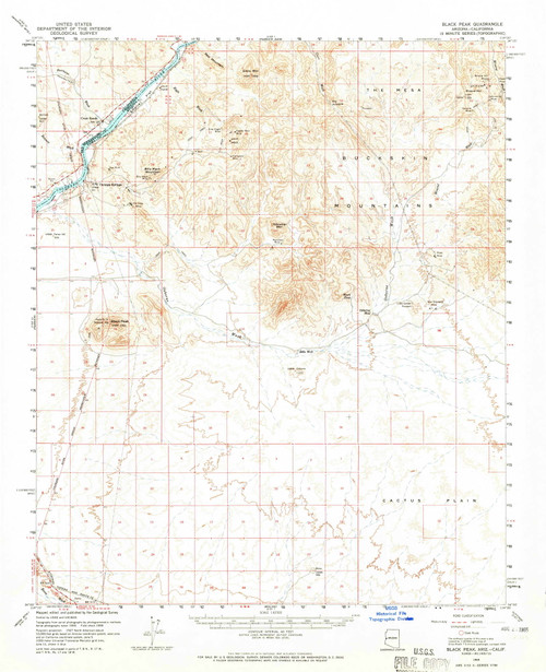 Black Peak, Arizona 1959 (1965) USGS Old Topo Map Reprint 15x15 AZ Quad 314389