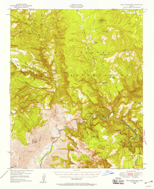 Blue House Mountain, Arizona 1946 (1956) USGS Old Topo Map Reprint 15x15 AZ Quad 314397