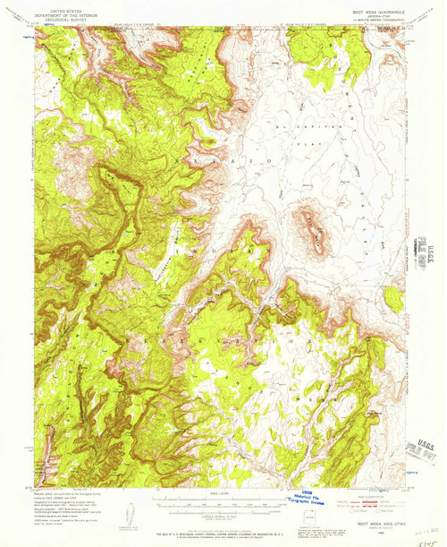 Boot Mesa, Arizona 1952 (1957) USGS Old Topo Map Reprint 15x15 AZ Quad 314404