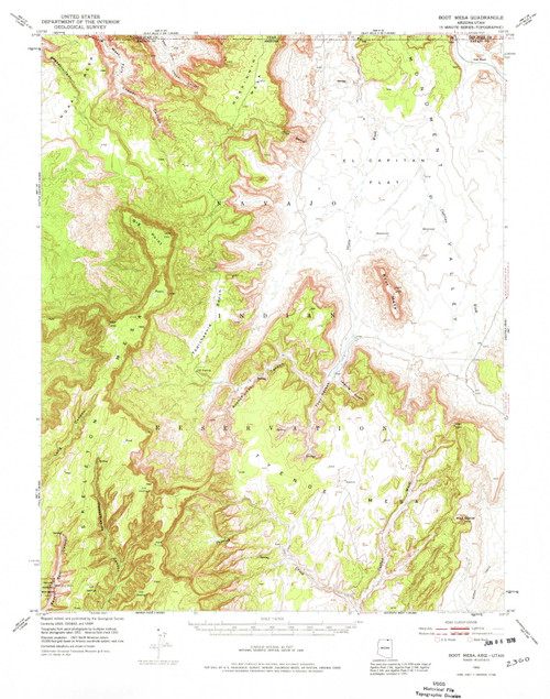Boot Mesa, Arizona 1952 (1974) USGS Old Topo Map Reprint 15x15 AZ Quad 314406
