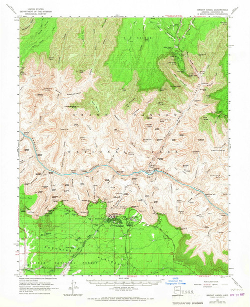 Bright Angel, Arizona 1962 (1967) USGS Old Topo Map Reprint 15x15 AZ Quad 314419