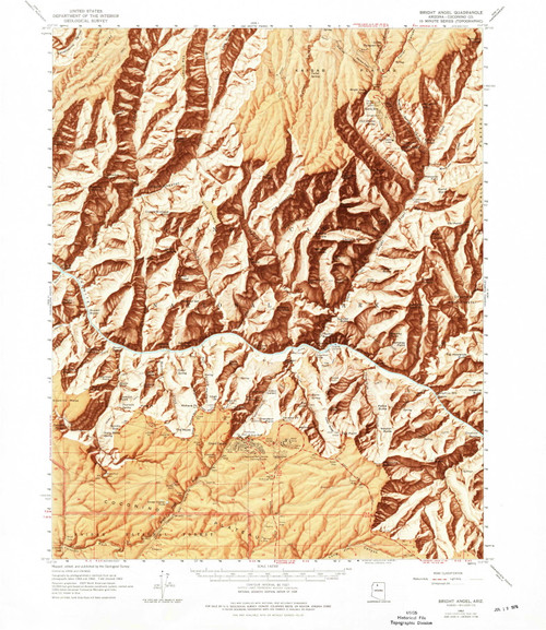 Bright Angel, Arizona 1962 (1975) USGS Old Topo Map Reprint 15x15 AZ Quad 314416