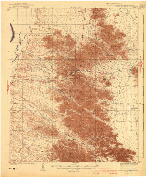 Dome Rock Mountains, Arizona 1940 (1940) USGS Old Topo Map Reprint 15x15 AZ Quad 702561