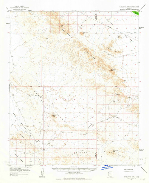 Eagletail Mountains, Arizona 1962 (1964) USGS Old Topo Map Reprint 15x15 AZ Quad 314562