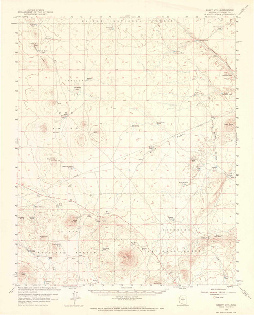 Ebert Mountain, Arizona 1960 (1969) USGS Old Topo Map Reprint 15x15 AZ Quad 464679