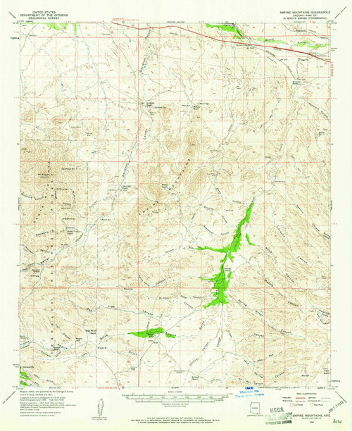 Empire Mountains, Arizona 1958 (1961) USGS Old Topo Map Reprint 15x15 AZ Quad 314581