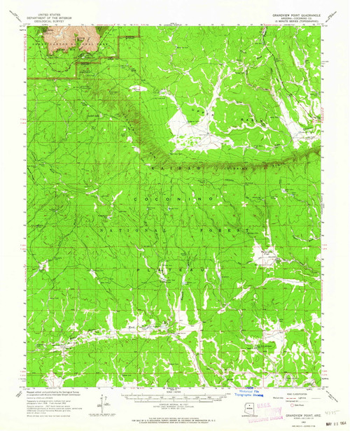 Grandview Point, Arizona 1962 (1964) USGS Old Topo Map Reprint 15x15 AZ Quad 314633