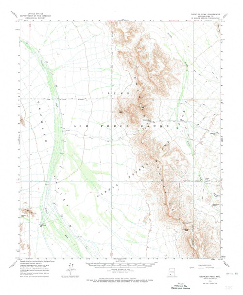 Growler Peak, Arizona 1964 (1973) USGS Old Topo Map Reprint 15x15 AZ Quad 314637