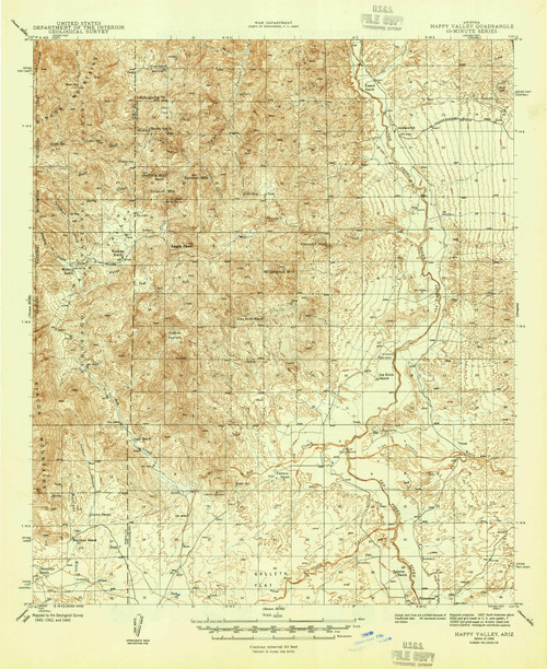 Happy Valley, Arizona 1945 (1945) USGS Old Topo Map Reprint 15x15 AZ Quad 314653