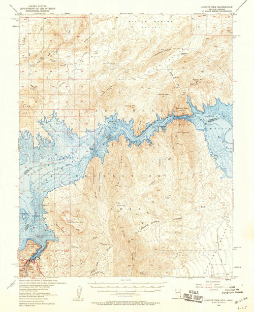 Hoover Dam, Arizona 1953 (1959) USGS Old Topo Map Reprint 15x15 AZ Quad 320983