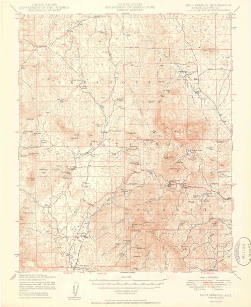 Iron Springs, Arizona 1949 (1949) USGS Old Topo Map Reprint 15x15 AZ Quad 464740