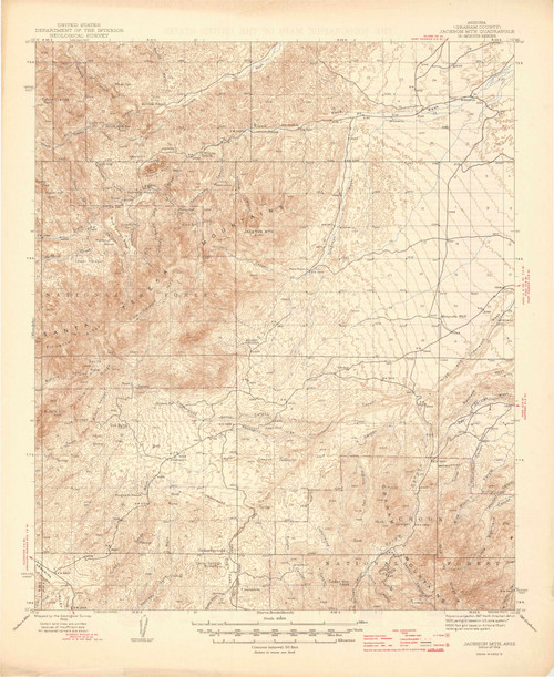 Jackson Mountain, Arizona 1944 (1946) USGS Old Topo Map Reprint 15x15 AZ Quad 464742