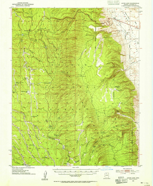 Jacob Lake, Arizona 1953 (1955) USGS Old Topo Map Reprint 15x15 AZ Quad 314704