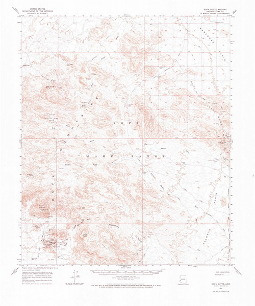 Kofa Butte, Arizona 1962 (1984) USGS Old Topo Map Reprint 15x15 AZ Quad 314730