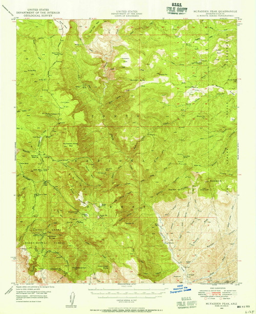 McFadden Peak, Arizona 1949 (1955) USGS Old Topo Map Reprint 15x15 AZ Quad 314792