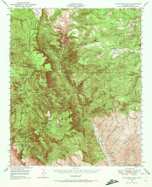 McFadden Peak, Arizona 1949 (1972) USGS Old Topo Map Reprint 15x15 AZ Quad 314791