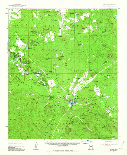 McNary, Arizona 1961 (1963) USGS Old Topo Map Reprint 15x15 AZ Quad 314795