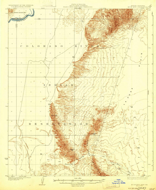 Moon Mountain, Arizona 1932 (1932) USGS Old Topo Map Reprint 15x15 AZ Quad 314815