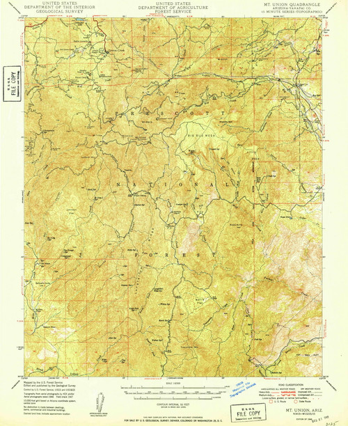 Mount Union, Arizona 1949 (1949) USGS Old Topo Map Reprint 15x15 AZ Quad 314832