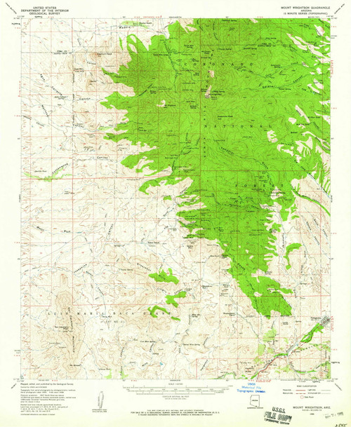 Mount Wrightson, Arizona 1958 (1959) USGS Old Topo Map Reprint 15x15 AZ Quad 314821