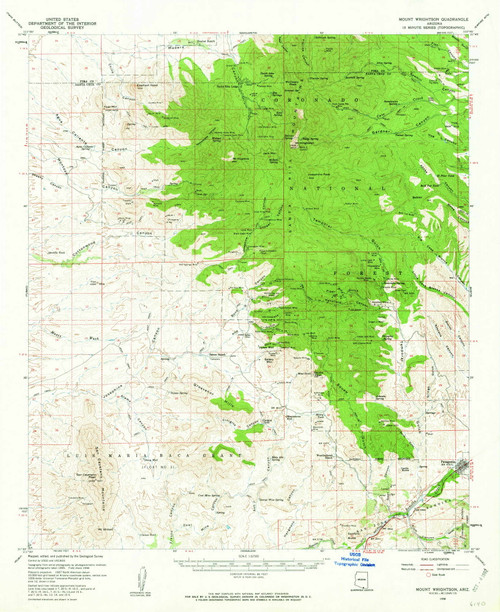 Mount Wrightson, Arizona 1958 (1962) USGS Old Topo Map Reprint 15x15 AZ Quad 314820