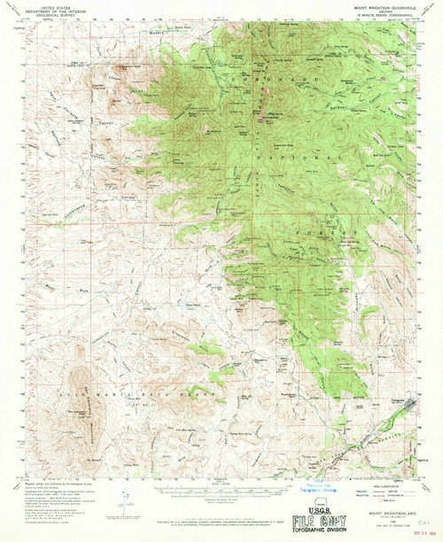 Mount Wrightson, Arizona 1958 (1970) USGS Old Topo Map Reprint 15x15 AZ Quad 314819