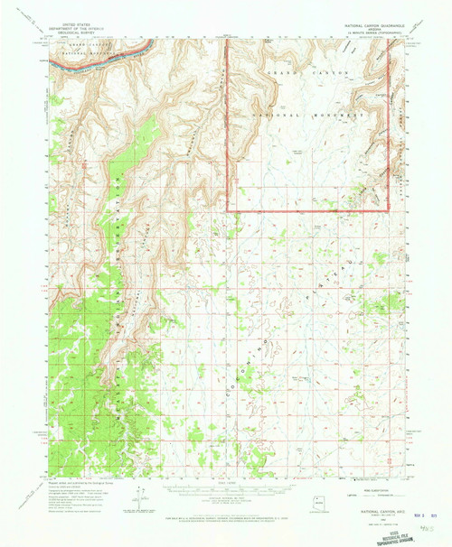 National Canyon, Arizona 1962 (1973) USGS Old Topo Map Reprint 15x15 AZ Quad 314840