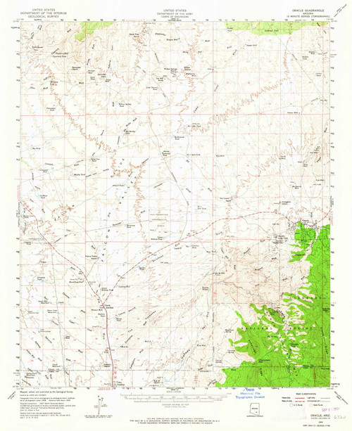 Oracle, Arizona 1959 (1964) USGS Old Topo Map Reprint 15x15 AZ Quad 314858