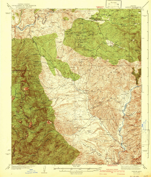 Payson, Arizona 1942 (1942) USGS Old Topo Map Reprint 15x15 AZ Quad 314887