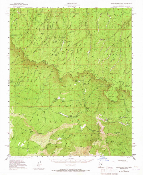 Promontory Butte, Arizona 1952 (1966) USGS Old Topo Map Reprint 15x15 AZ Quad 314934