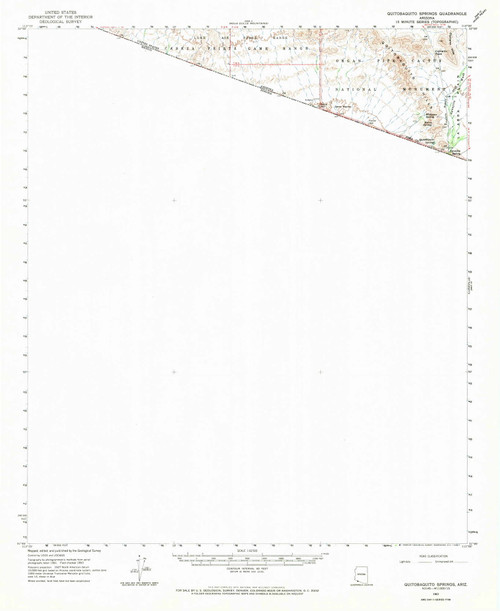 Quitobaquito Springs, Arizona 1963 (1968) USGS Old Topo Map Reprint 15x15 AZ Quad 314943
