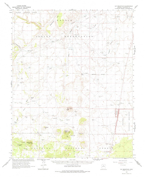 S P Mountain, Arizona 1962 (1975) USGS Old Topo Map Reprint 15x15 AZ Quad 315067