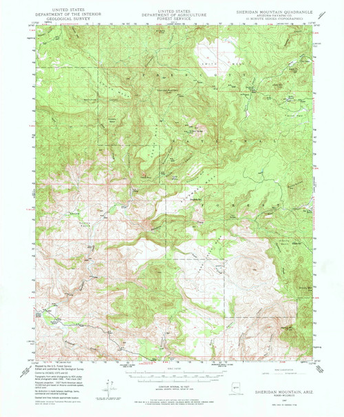 Sheridan Mountain, Arizona 1947 (1978) USGS Old Topo Map Reprint 15x15 AZ Quad 315031