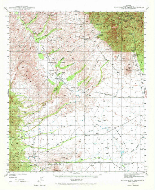 Sierra Bonita Ranch, Arizona 1940 (1964) USGS Old Topo Map Reprint 15x15 AZ Quad 315043