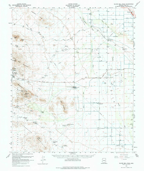 Silver Bell Peak, Arizona 1959 (1982) USGS Old Topo Map Reprint 15x15 AZ Quad 315052