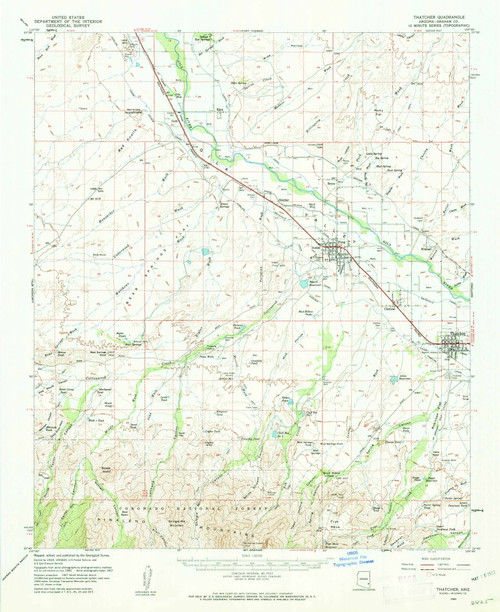 Thatcher, Arizona 1960 (1960) USGS Old Topo Map Reprint 15x15 AZ Quad 315095