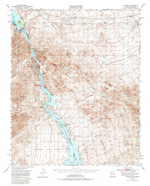 Topock, Arizona 1950 (1981) USGS Old Topo Map Reprint 15x15 AZ Quad 315109