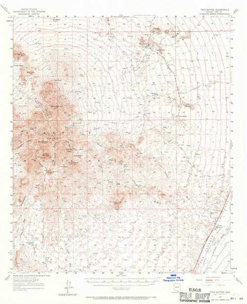 Twin Buttes, Arizona 1957 (1970) USGS Old Topo Map Reprint 15x15 AZ Quad 315141