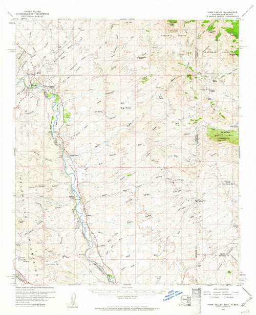 York Valley, Arizona 1959 (1961) USGS Old Topo Map Reprint 15x15 AZ Quad 315209
