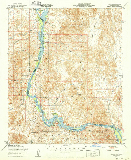 Picacho, California 1951 (1952) USGS Old Topo Map Reprint 15x15 AZ Quad 314904