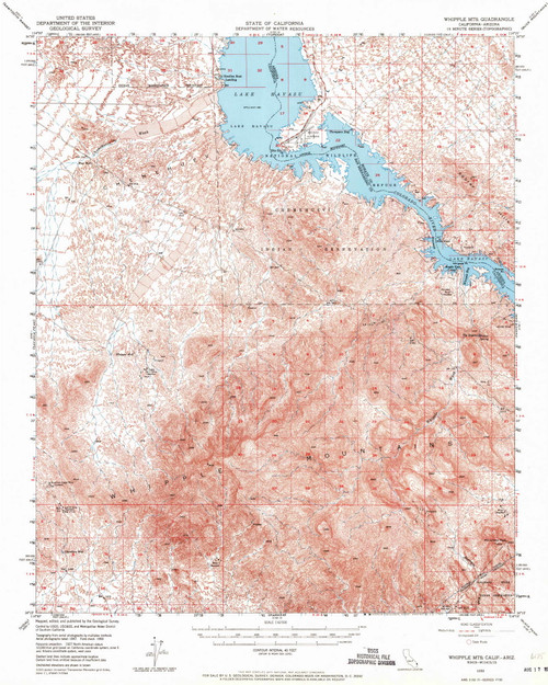 Whipple Mountains, California 1950 (1971) USGS Old Topo Map Reprint 15x15 AZ Quad 301974