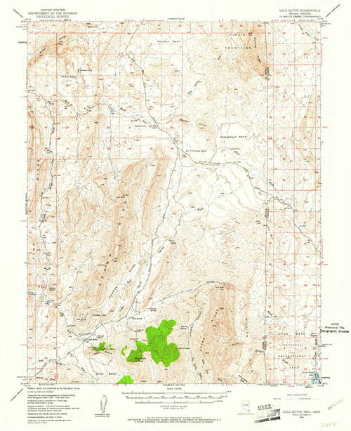 Gold Butte, Nevada 1953 (1961) USGS Old Topo Map Reprint 15x15 AZ Quad 320934