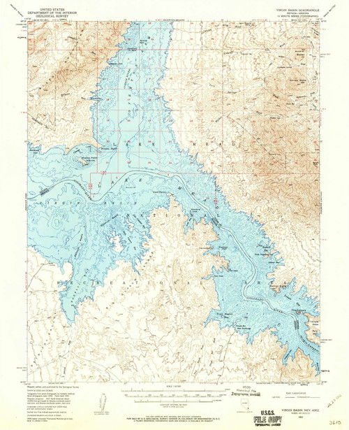 Virgin Basin, Nevada 1953 (1960) USGS Old Topo Map Reprint 15x15 AZ Quad 321405